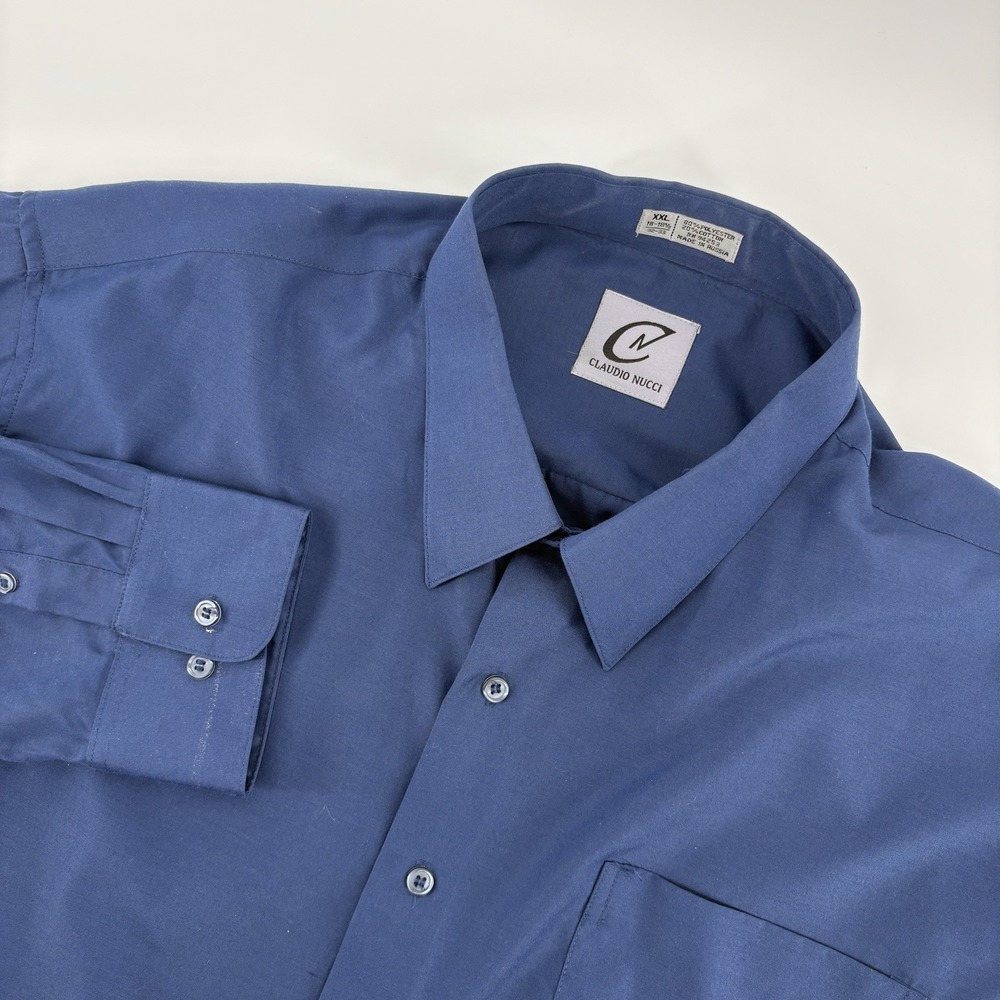 Claudio Nucci Mens XXL 18-18‎ 1/2 34/35 Blue Button Up  Long Sleeve Dress Shirt